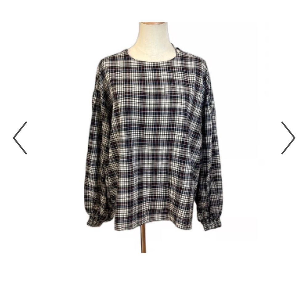 Zara Black and White Plaid Top
